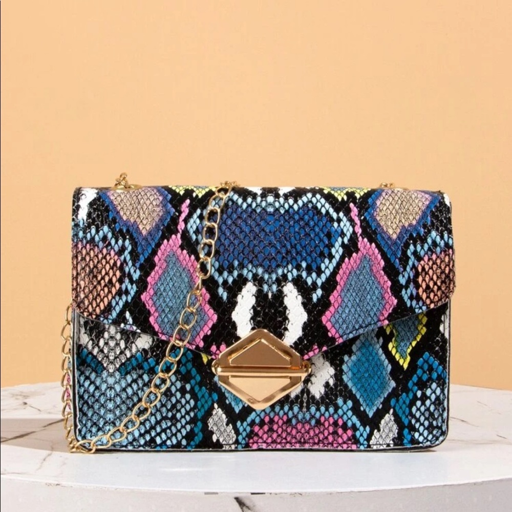 Multicolored Snake Print Bag